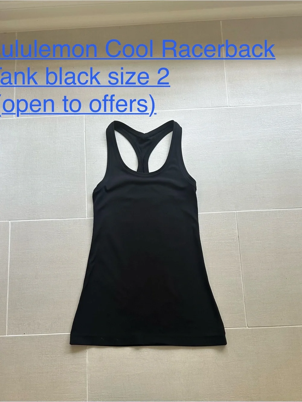 lululemon 2 Black Cool Racerback Tank